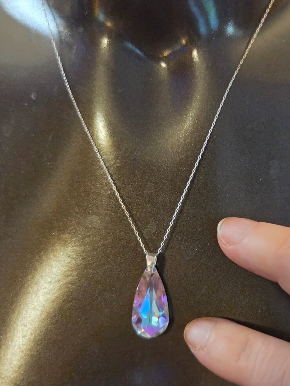 Teardrop Crystal Necklace 925 Silver Chain NEW!